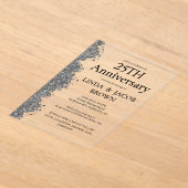 25周年結婚記念シルバーグリッター アクリル招待状 (レイダウン)