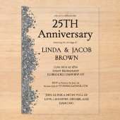 25周年結婚記念シルバーグリッター アクリル招待状 (正面)