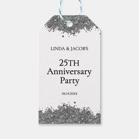 25周年結婚記念シルバーグリッター ギフトタグ (正面)