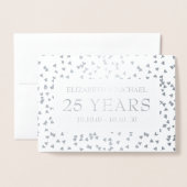 25周年結婚記念シルバーハートの紙吹雪 箔カード (封筒付き正面)