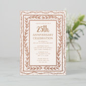 25周年結婚記念パーティー招待状 白 エレガント 箔招待状 (立ち正面)