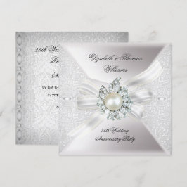 25周年結婚記念パーティー ラ lace パールホワイト 招待状
