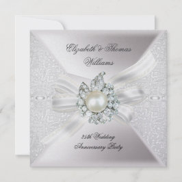 25周年結婚記念パーティー ラ lace パールホワイト 招待状