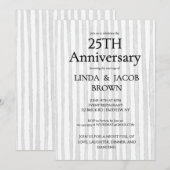 25周年結婚記念ライトグレーシルバーストライプ 招待状 (正面/裏面)