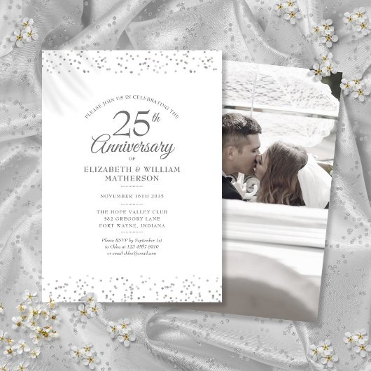 25周年結婚記念写真シルバー・コンフェッティ 招待状