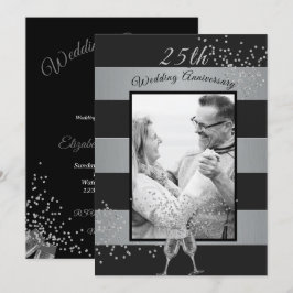25周年結婚記念写真 黒 銀 招待状