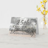 25周年結婚記念日のおしゃれなシルバータイポグラフィ カード (黄色い花)