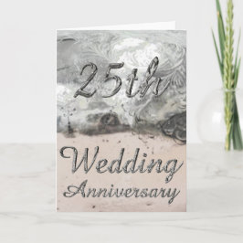 25周年結婚記念日のおしゃれなシルバータイポグラフィ カード