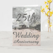 25周年結婚記念日のおしゃれなシルバータイポグラフィ カード (黄色い花)