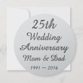 25周年結婚記念日のおしゃれなシルバー タイポグラフィ カード