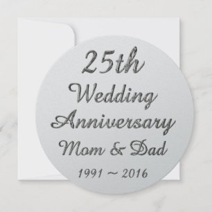 25周年結婚記念日のおしゃれなシルバー タイポグラフィ カード