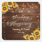 25周年結婚記念日のイルミネーションストリングライト スクエアシール (正面)