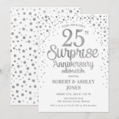 25周年結婚記念日のサプライズ - シルバー＆ホワイト 招待状 (正面/裏面)