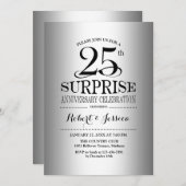 25周年結婚記念日のサプライズ - シルバー 招待状 (正面/裏面)