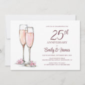 25周年結婚記念日のシャンパン 招待状 (正面)