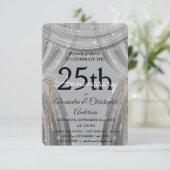 25周年結婚記念日のシルバーとブラックのスパークル 招待状 (スタンド正面)