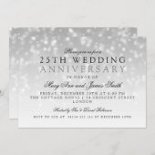 25周年結婚記念日のシルバースパークルライト 招待状 (正面/裏面)