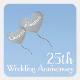 25周年結婚記念日のシルバーハート風船 スクエアシール