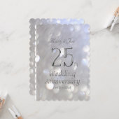25周年結婚記念日のシルバーボケタイポグラフィー カード (正面/裏面インサイチュ)
