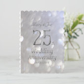 25周年結婚記念日のシルバーボケタイポグラフィ カード (スタンド正面)