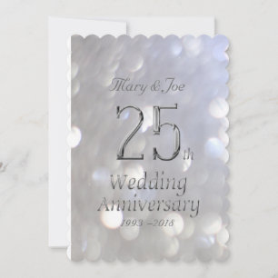 25周年結婚記念日のシルバーボケタイポグラフィ カード