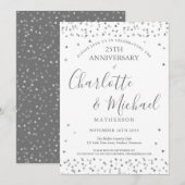 25周年結婚記念日のシルバーラブハーツスクリプト 招待状 (正面/裏面)