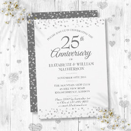 25周年結婚記念日のシルバーラブハート 招待状
