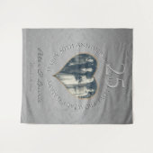 25周年結婚記念日のシルバー写真ハート タペストリー (正面(横))