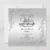 25周年結婚記念日のシルバー装飾 招待状 (正面)