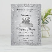 25周年結婚記念日のシルバー グリッター エレガント 招待状 (スタンド正面)