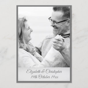 25周年結婚記念日のシルバー ブラック＆ホワイト フォト 招待状