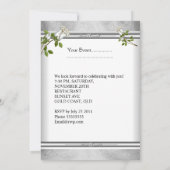 25周年結婚記念日のシルバー ホワイト ローズ 招待状 (裏面)