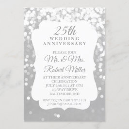 25周年結婚記念日のスパークリングシルバー招待状 招待状