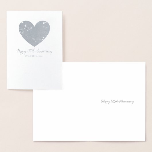 25周年結婚記念日のハートのカード 箔カード (ディスプレー)
