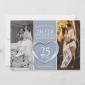 25周年結婚記念日のハートパーティー 招待状 (正面)