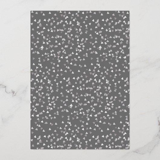 25周年結婚記念日のハート型コンフェッティ シルバー 箔招待状 (裏面)