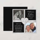 25周年結婚記念日のハート型写真招待状 招待状 (正面/裏面)