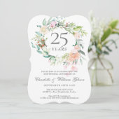 25周年結婚記念日のバラとグリーンの花飾り 招待状 (スタンド正面)