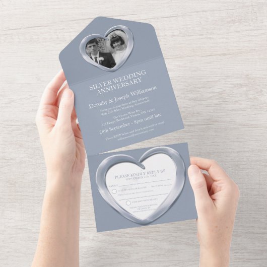 25周年結婚記念日のパーティーイベント オールインワン招待状 (貼ってはがせる)