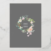 25周年結婚記念日のローズの花束 フローラル シルバー 箔招待状 (裏面)