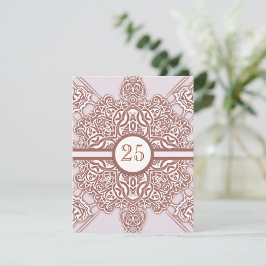 25周年結婚記念日のヴィンテージスタイルの招待状 招待状 (スタンド正面)