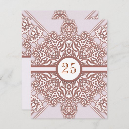 25周年結婚記念日のヴィンテージスタイルの招待状 招待状 (正面/裏面)
