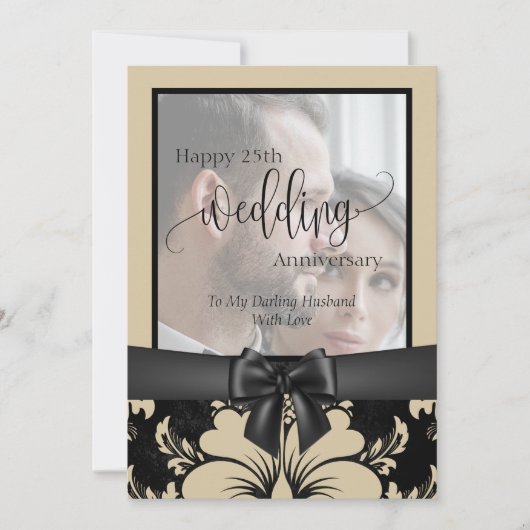 25周年結婚記念日の伝統的な写真 招待状 (正面)