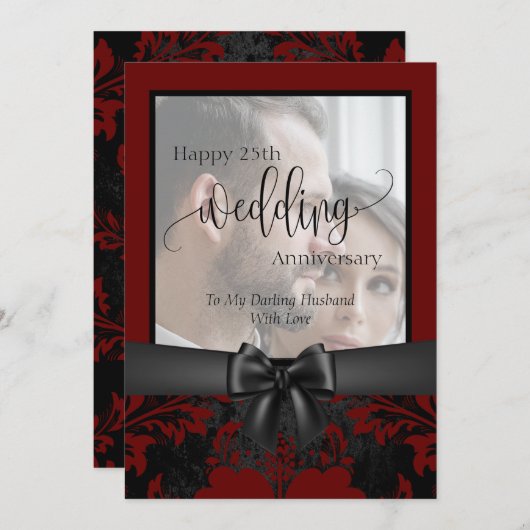 25周年結婚記念日の伝統的な写真 招待状 (正面/裏面)