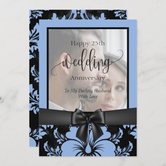 25周年結婚記念日の伝統的な写真 招待状 (正面/裏面)