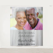 25周年結婚記念日の写真シルバーエレガント タペストリー (正面)