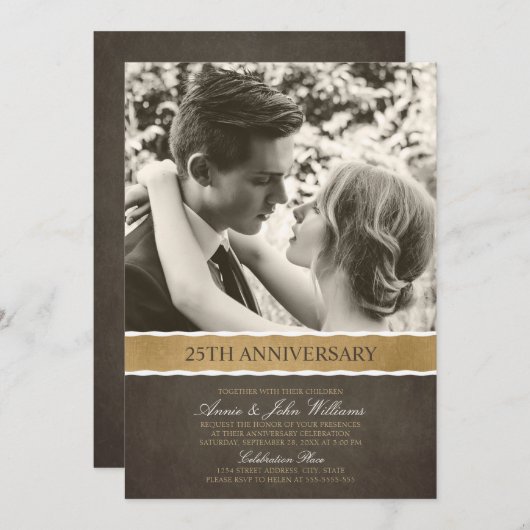 25周年結婚記念日の写真 あなたの写真はこちら 招待状 (正面/裏面)