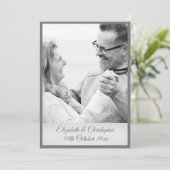 25周年結婚記念日の写真 銀 黒 白 招待状 (スタンド正面)