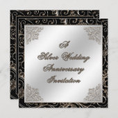 25周年結婚記念日の招待状カード 招待状 (正面/裏面)