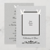 25周年結婚記念日の招待状（シルバー） 招待状 (正面/裏面)